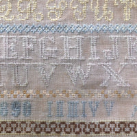 Large English Woolen Sampler with Alphabets, Darning Patterns, and Deer