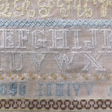 Large English Woolen Sampler with Alphabets, Darning Patterns, and Deer
