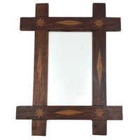 Great Old Folk Art Frame (Mirror) with Inlaid Stars and Diamonds