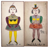 Moses Baker, Outsider Artist, 1974-75 Mixed Media Drawings -- 14 Total, Sold Individually