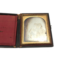 SOLD Girl in Ringlets with Mother and Doll (and Dog?) Antique Cased Daguerreotype
