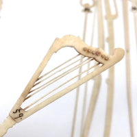 Victorian Bone Spillikins (with Musical Instruments!) in Wooden Box