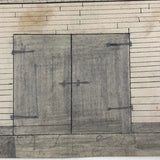 Naive Graphite Drawing of Barn, Signed Mel Crabtree 38 Years Old