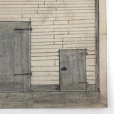 Naive Graphite Drawing of Barn, Signed Mel Crabtree 38 Years Old