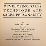 First Edition "Developing Sales Techniques and Personality" by Dave Colcord