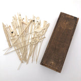 Victorian Bone Spillikins (with Musical Instruments!) in Wooden Box