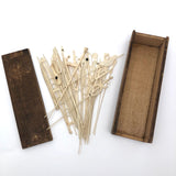 Victorian Bone Spillikins (with Musical Instruments!) in Wooden Box
