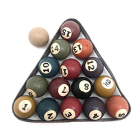 Vintage Tabletop Billiard Balls with Rack - 1 Inch Balls