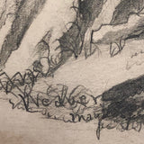 Man About to Hike Over Cliff c. 1880s Pencil Drawing