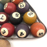 Vintage Tabletop Billiard Balls with Rack - 1 Inch Balls