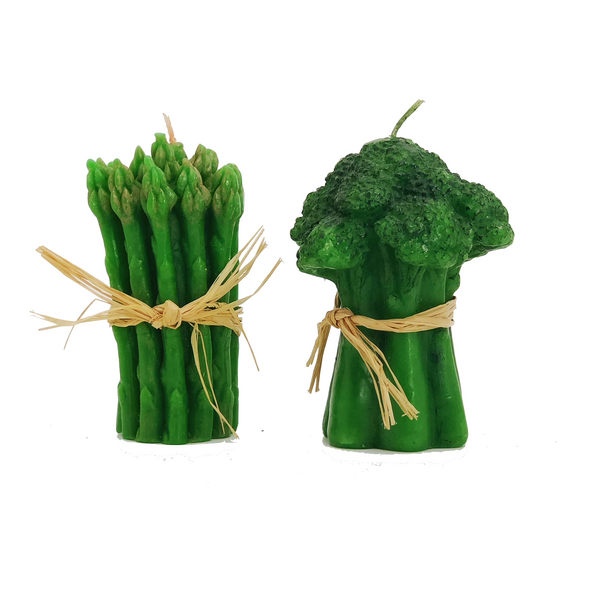 Vintage Asparagus and Broccoli Shaped Green Candles