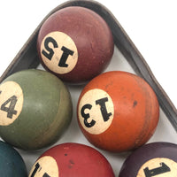 Vintage Tabletop Billiard Balls with Rack - 1 Inch Balls