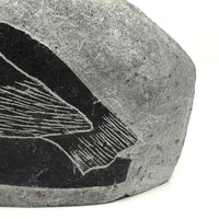 Double-sided Inuit Soapstone Carving with Figures and Eagle