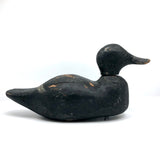 Hand-carved Hunted Over Old Black Duck Working Decoy