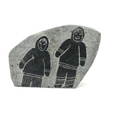 Double-sided Inuit Soapstone Carving with Figures and Eagle