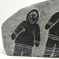 Double-sided Inuit Soapstone Carving with Figures and Eagle