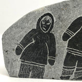 Double-sided Inuit Soapstone Carving with Figures and Eagle
