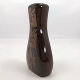 Sioux Native American Brown Pottery Vase by George Kills Pretty Enemy