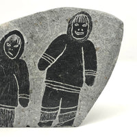 Double-sided Inuit Soapstone Carving with Figures and Eagle
