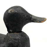 Hand-carved Hunted Over Old Black Duck Working Decoy