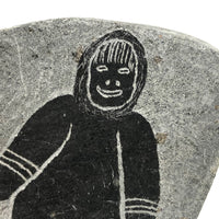 Double-sided Inuit Soapstone Carving with Figures and Eagle