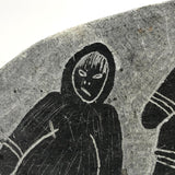 Double-sided Inuit Soapstone Carving with Figures and Eagle