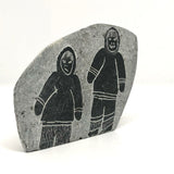 Double-sided Inuit Soapstone Carving with Figures and Eagle