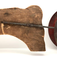 Sweet Old Wooden Horse Pull Toy with Gong Bell Wheels
