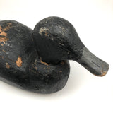 Hand-carved Hunted Over Old Black Duck Working Decoy