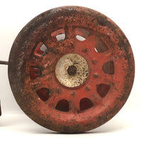 Sweet Old Wooden Horse Pull Toy with Gong Bell Wheels