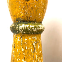 Big, Chunky, Yellow Painted Wooden Candlestick Holders