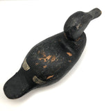 Hand-carved Hunted Over Old Black Duck Working Decoy