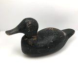 Hand-carved Hunted Over Old Black Duck Working Decoy