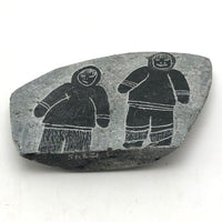 Double-sided Inuit Soapstone Carving with Figures and Eagle