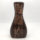 Sioux Native American Brown Pottery Vase by George Kills Pretty Enemy