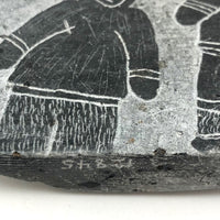 Double-sided Inuit Soapstone Carving with Figures and Eagle