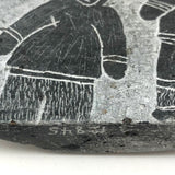 Double-sided Inuit Soapstone Carving with Figures and Eagle