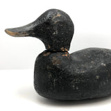 Hand-carved Hunted Over Old Black Duck Working Decoy
