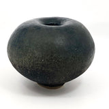 Fat, Round Studio Pottery Weed Vase with Interesting Dark Glazing and Texture