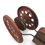 Sweet Old Wooden Horse Pull Toy with Gong Bell Wheels
