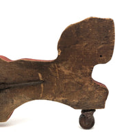 Sweet Old Wooden Horse Pull Toy with Gong Bell Wheels