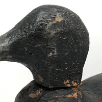 Hand-carved Hunted Over Old Black Duck Working Decoy