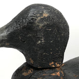 Hand-carved Hunted Over Old Black Duck Working Decoy