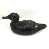 Hand-carved Hunted Over Old Black Duck Working Decoy