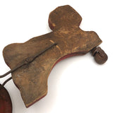 Sweet Old Wooden Horse Pull Toy with Gong Bell Wheels