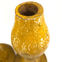 Big, Chunky, Yellow Painted Wooden Candlestick Holders