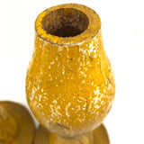 Big, Chunky, Yellow Painted Wooden Candlestick Holders