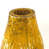 Big, Chunky, Yellow Painted Wooden Candlestick Holders
