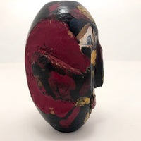 Carved and Expressionistically Painted Wooden Head