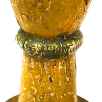 Big, Chunky, Yellow Painted Wooden Candlestick Holders